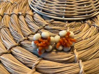 VIntage Miriam Haskell Faux Branch Coral And Pearl Spring Clip-On/Screw Earrings • $15