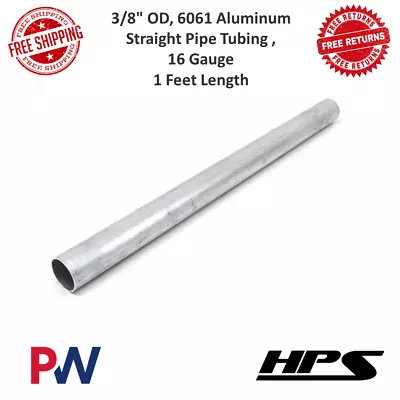 HPS Perfromance Straight Aluminum Tube 16 Gauge 3/8  (9.5mm) OD 1 Feet Long • $12.99