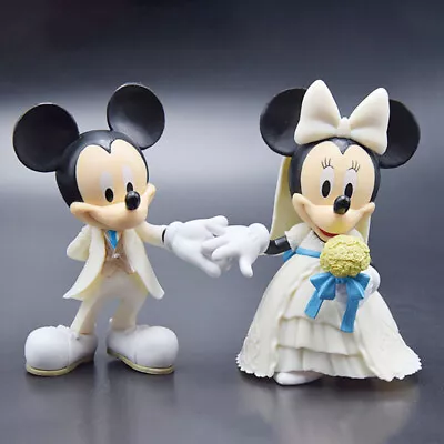 2pcs Disney Mickey Minnie Mouse Figure Kids Toys Wedding Dress Suit Cake Toppers • £12.99