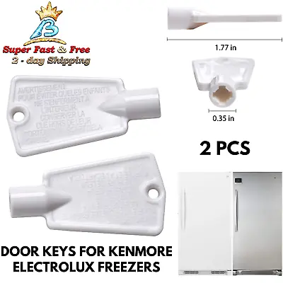 $12.98 • Buy Freezer Door Key Replacement For Frigidaire Kenmore Electrolux Kelvinator GE 2pc