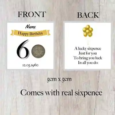 £3.49 • Buy Personalised Lucky Sixpence 60th Birthday Token - Gift - Banner Design 1963