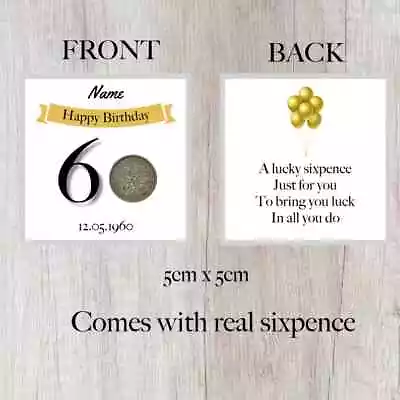 £3.49 • Buy Personalised Lucky Sixpence 60th Birthday Token - Gift - Banner Design 1963