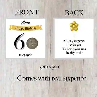 Personalised Lucky Sixpence 60th Birthday Token - Gift - Banner Design 1964 • £2.49