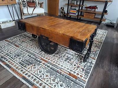 Industrial Coffee Table With Wheels • £250