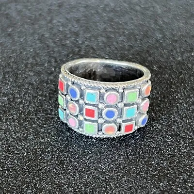 925 Sterling Silver Vintage Turquoise Coral Lapis Ring Size Unknown 16g • $30