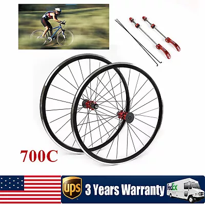 700C Ultralight Road Bicycle Bike Wheel Front Rear Wheelset Brake C/V 7-11 Speed • $108