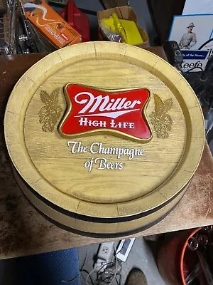 Vintage Miller High Life Keg End Beer Sign Plastic Barrel Decor Mancave • $28