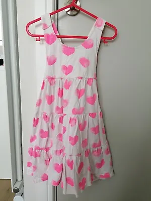 £3.99 • Buy Mothercare White Pink Hearts Girls Tank Long Circle Twirl Dress 3-4 Years