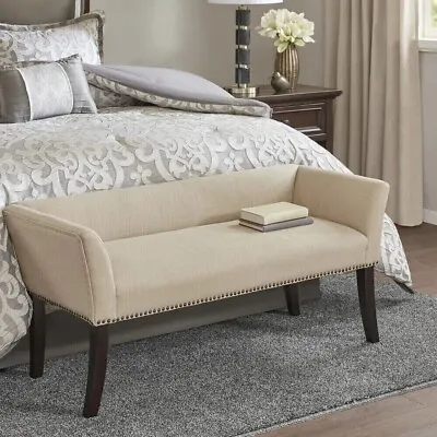 Entrance Entryway Bench Upholstered End Of Bed Cream Accent Foyer Hall Mudroom • $219.95