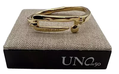 NEW Uno De 50 PUZZLING Bracelet Gold Plated Nail Buckle Clasp Size Medium • $189.99