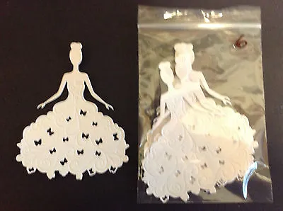  Cardmaking Die Cuts White Card Lady In Gown 8.8cmsx10.8cms Qty 6 • £1.50