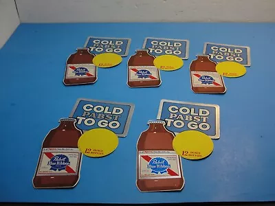 (5) Vintage 70's Pabst Blue Ribbon Beer Stickers Cold Pabst To Go 12 Oz Bottles. • $25