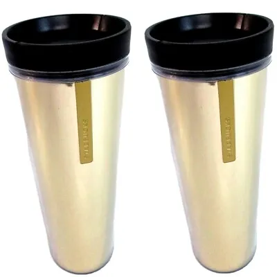 2 Pack Of Starbucks 16oz Gold Tumbler Coffee Tea Sipping Cup • $17.49
