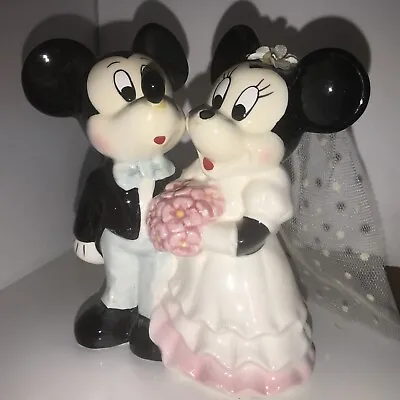 Mickey &Minnie Mouse Disney Bride Groom Wedding Cake Topper Figurine Porcelain • $30