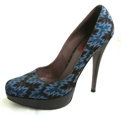 £30 • Buy Missoni Shoes Italian Pump Stitch Work Blue Leather Heels Eu 40 To Fit UK 7