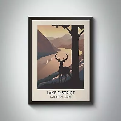 Lake District National Park Modern Travel Poster - Framed  - Bucket List Prints • £260