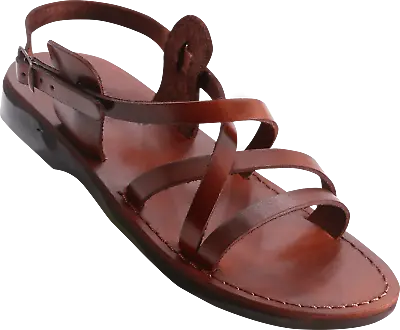 Gladiator 002 Jesus Brown Leather Greek Roman Sandals Camel Shoe Factory Hebron • $34.99