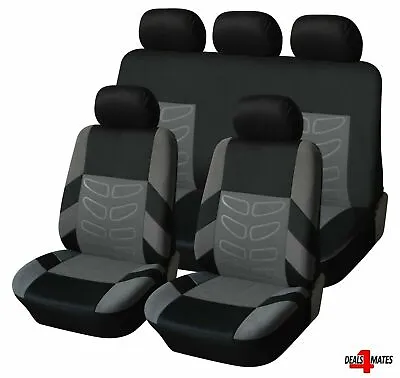 For Mini Cooper Bmw Grey Black Soft Fabric Front & Rear Car Seat Covers Full Set • £18.99