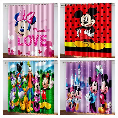 £32.40 • Buy Boys Girls Curtains Mickey Mouse Kids Blackout Curtains Thermal Ring Top Eyelet