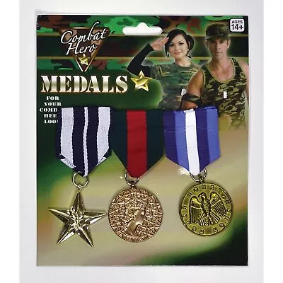 Bristol Novelty 3 Piece Military Army War Medals Fancy Dress Accessory New • £5.29