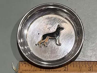 C.1910 German Shepherd Dog Enameled Sterling Silver Dish Butter Pat Udall • $157.50