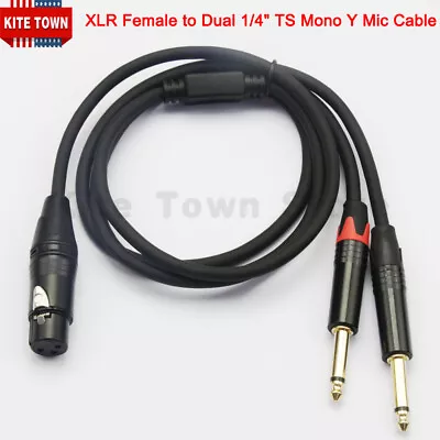 XLR Female To Dual 1/4  6.35mm TS Mono Y Splitter Microphone Audio Cable • $16.14