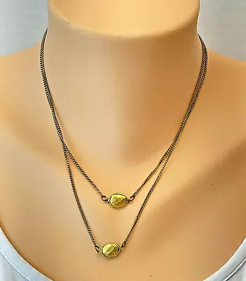 Marie Chavez Gold Tone Faceted Gold Stone Dainty Simple Layered Minimal Necklace • $14.63