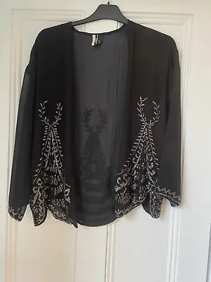 £14.99 • Buy Topshop Black Embellished Beaded Kimono - Size 10