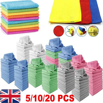 5-20x Microfibre Cloths Kitchen Cleaning & Car Polishing Drying Duster Towel • £10.76