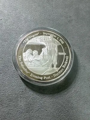 Norman Rockwell  The Dugout  5 Troy Ounce .999 Silver Coin (a1d011155) • $229