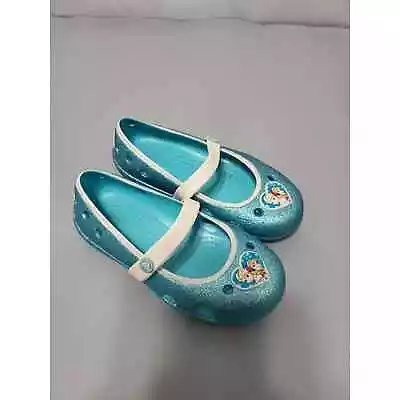 CROCS Girls Frozen Glitter Mary Jane Shoes Size C6 6 • $19.99