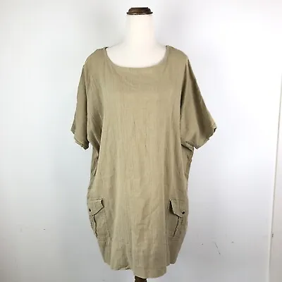 Zulu & Zephyr Brown Shift Mini Dress Size 14 Relaxed Pockets 100% Cotton • $26.60