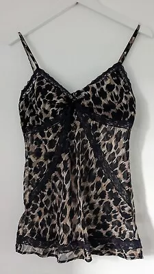 Miss Selfridge Animal Print Lace See-through Vest Top Size 12 • £4.31