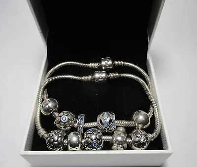 $245 • Buy Pandora Bulk Lot - 2 Silver Bracelets Plus 10 Charms Inc Ghost, Penguin, Blue CZ
