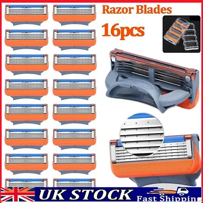 Packs Of 16 Men Shaving Razor Blades Refills Compatible For Gillette Fusion 5 UK • £8.89