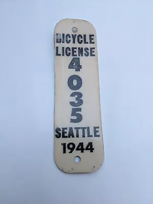Washington Bike License Plate Celluloid Vintage Antique Rare Seattle  WA 1944  • $41