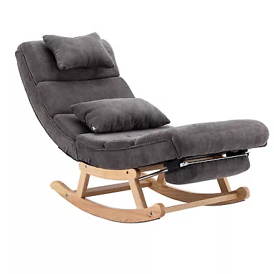 Rocking Chair Upholstered Glider Chair With Retractable Footrest With Pillow • $149.86