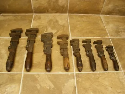 Lot- Adjustable Pipe Wrench Wood Handle - L Coes - Smith - Bay State • $90