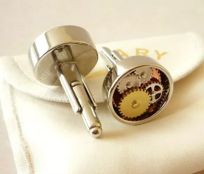 ROTARY Pair Of Skeleton Dial Cufflinks Gold Rose Gold & Rhodium Plated - NEW • $31.07