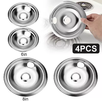 4 Pcs Chrome Drip Pans Set Burner Bowls For Frigidaire Kenmore Electric Range • $18.98