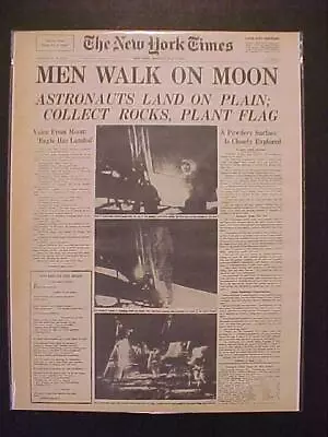 Vintage Newspaper Headlines~nasa Astronaut Space Ship Men Land Walk On Moon 1969 • $14.95