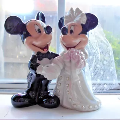 Disney Mickey & Minnie Mouse Wedding Bride & Groom Porcelain Cake Topper Vintage • $19.99