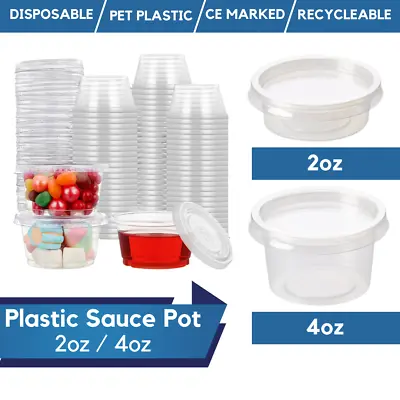 £1.49 • Buy Round Deli Pot Containers 2oz & 4oz Sauce Pots Small Plastic Containers With Lid