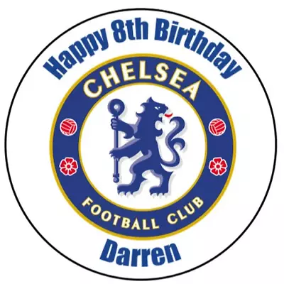 Chelsea Team Personalised 8  Round Edible Cake Topper Football Icing Topper • £6.49