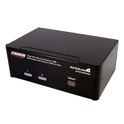 StarTech.com 2 Port KVM Switch DVI And VGA - With Audio And USB 2.0 Hub • £65.60