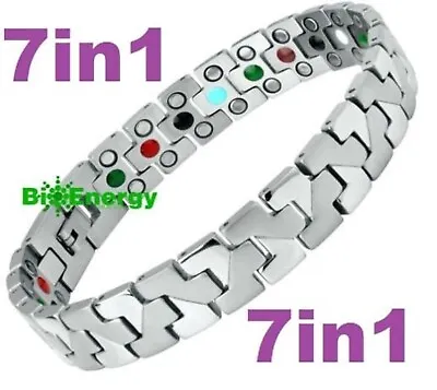 TITANIUM Magnetic Energy Armband Power Bracelet Health Bio 7in1 Bio  255660 • £17.95