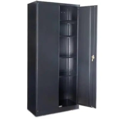 Storage Cabinet 72  Lockable Garage Tool Cabinet With Adjustable Shelves Black • $159.99