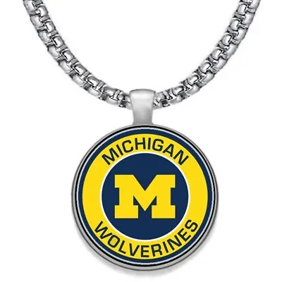 Large Michigan Wolverines 24  Chain Stainless Pendant Necklace FREE SHIP' D30 • $20.95