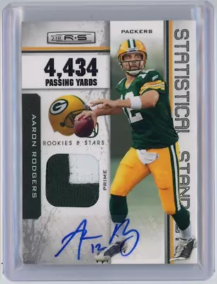 AARON RODGERS 2010 Panini Rookies & Stars Prime Patch Auto /5 Packers Game Worn • $549.95