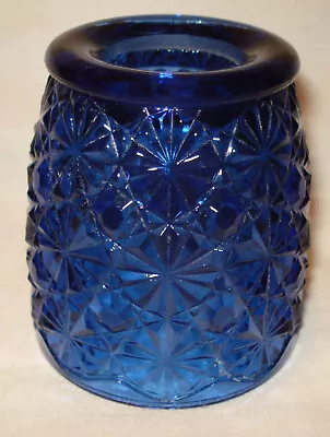 Vintage LE Smith Daisy & Button Cobalt Blue Dark Glass Fairy Lamp Candle Light • $19.99